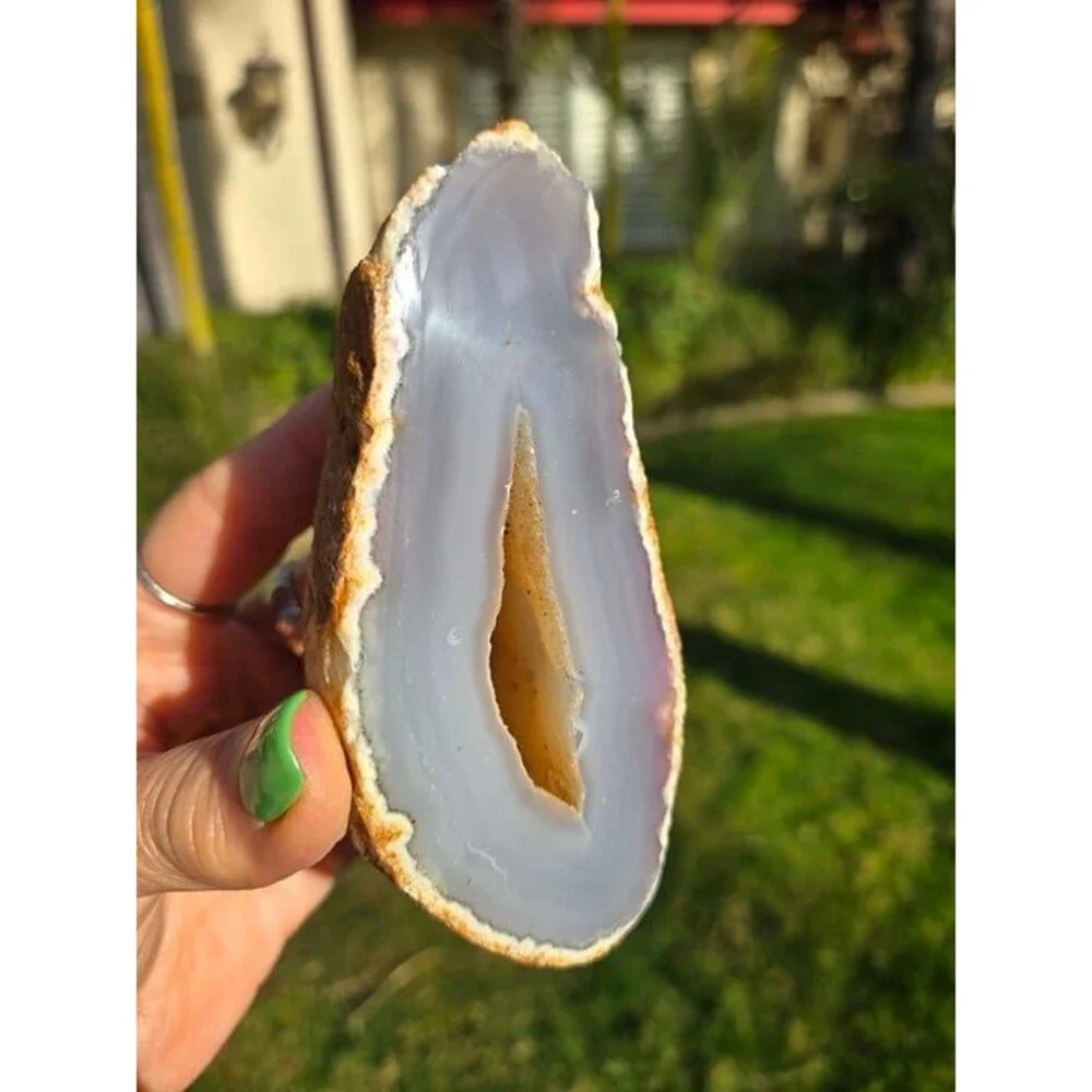 Natural Agate Geode with Druzy Center
